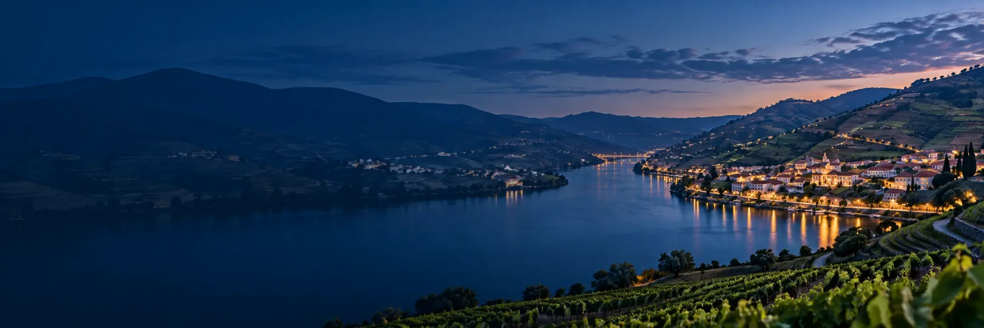 Vale do Douro ao anoitecer, junto ao Peso da Régua